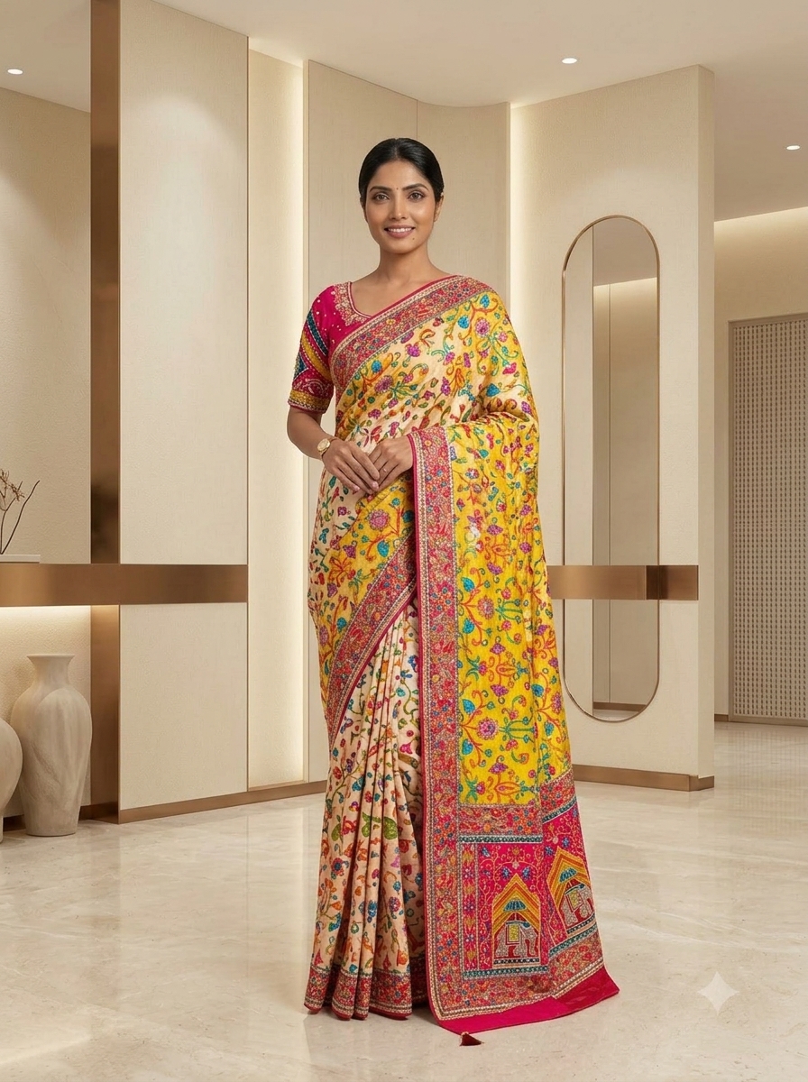 Royal Pichwai & Patola Jaal Festive Bridal Silk Saree